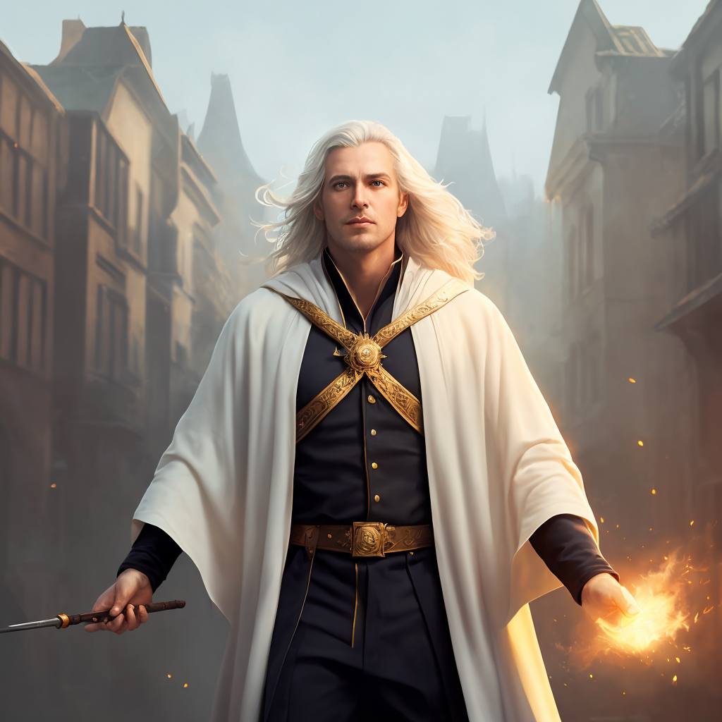 06207-2862902928-photorealistic photo of a handsome young male wizard, white wizard shirt with golden trim, white robe moving in the wind, long w.png